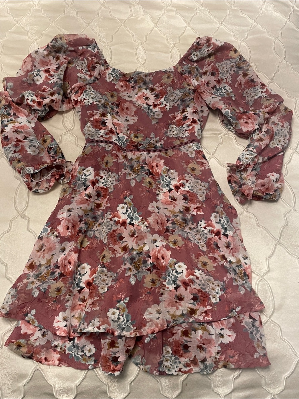 Speechless Dusty Rose Floral Long Sleeve Dress